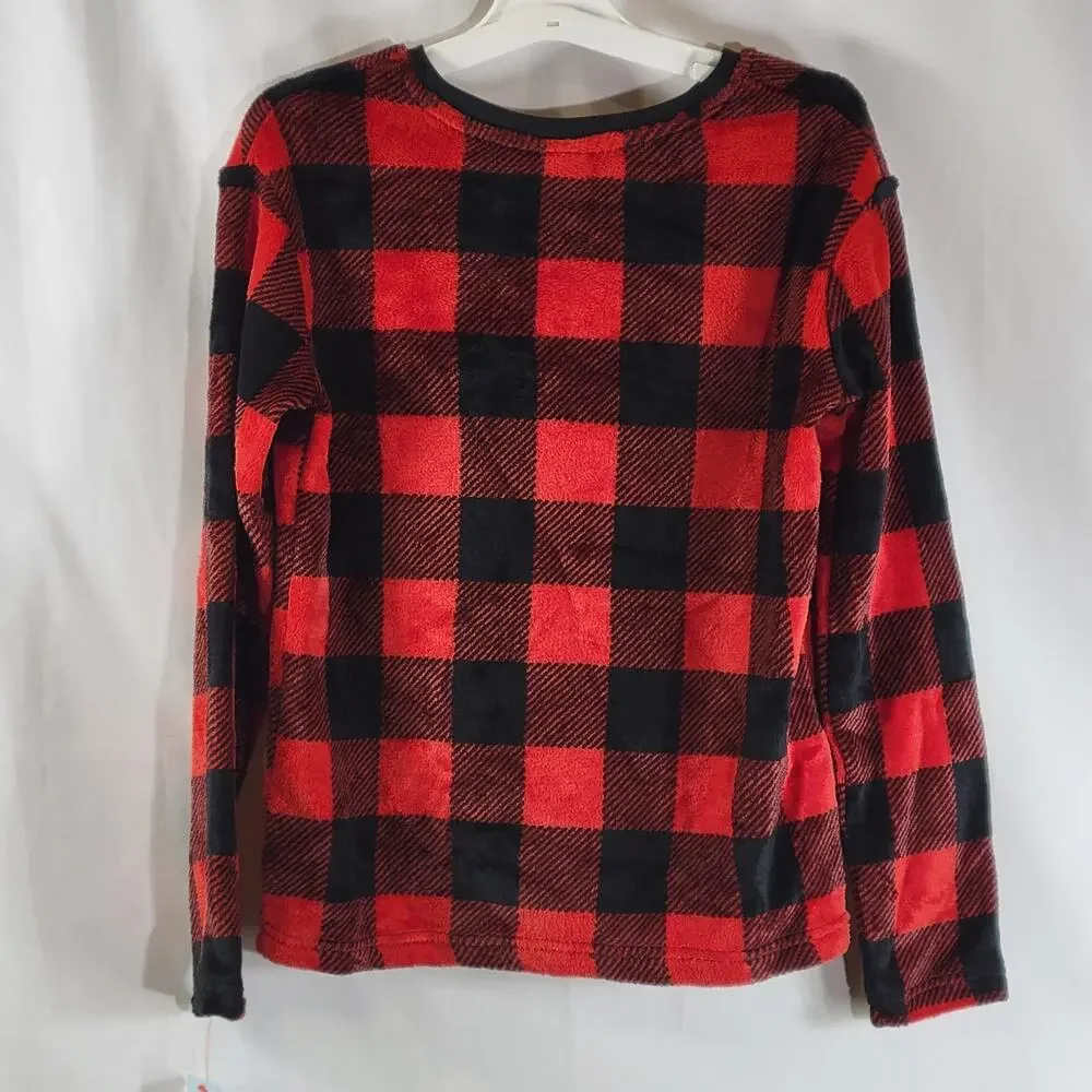 Cat & Jack Flannel Long Sleeve Pajama Top, Red, Sz L (10/12), NWT